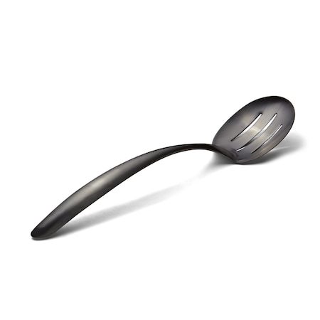 Bon Chef Ez Use Banquet Serving Slotted Spoon 13.5" W/Hollow Cool Hndl - Black Matte 9458BM
